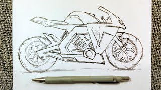 How to Draw a Motorcycle Step by Step / Drawing a Sports Bike  / Easy Drawing Tutorials screenshot 5