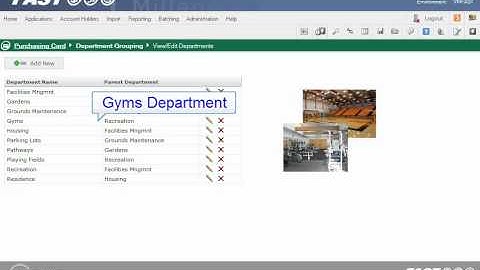 6. PCard Departments 1 - Dept Setup