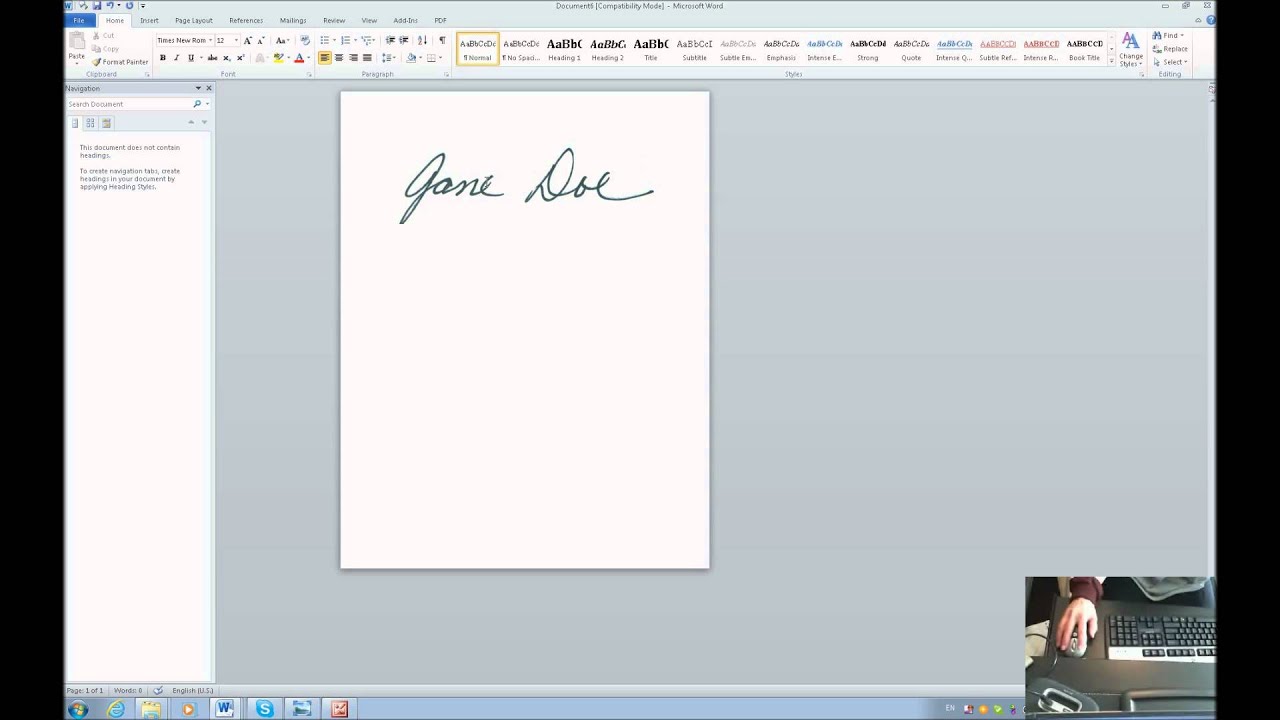 how to add a signature in word with a touchscreen