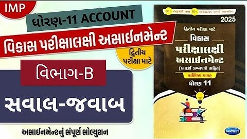 Std 11 account vikas assignment section B solution 2025 || std 11 assignment solution||