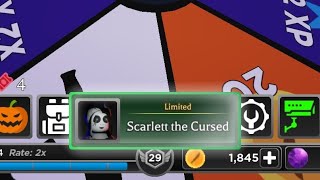 i spun the hallowheel 26 times and i got scarlett! roblox survive the killer