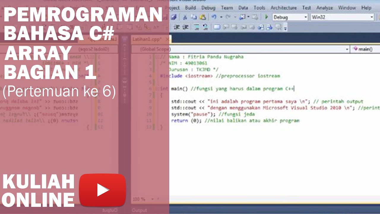 Tutorial Pemrograman C++ Array - Bagian 1 (#6) : Kuliah Online - YouTube
