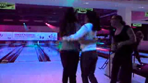 caroline ruth harriet caitlin and nicole dancing at the new bowling alley