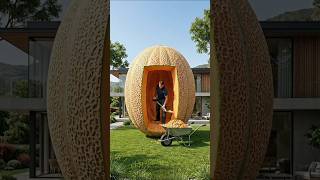 Giant Melon Turned Into Luxury Mini House 🍈🏡 #shorts #viral #giantmelon #minihouse #luxuryhouse