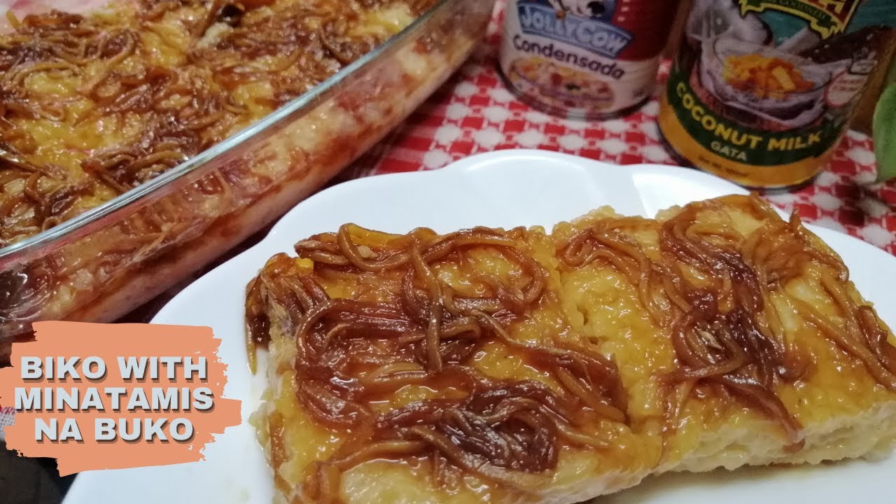 BIKO WITH MINATAMIS NA BUKO | RICE CAKE W/ SWEETENED COCONUT | EASY ...