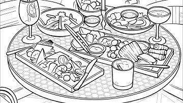 Wine and Cheese Lunch Dinner Date Paint by Number Zen Color app #coloringbook