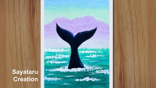 How to draw a shark jumping out of water step by step || Oil pastel drawing for beginners