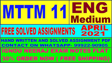 MTTM 11 in English solved assignment 2021 / Handwritten assignment pdf 80rs / IGNOU EXAM NOTES 30%