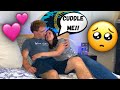 RANDOMLY CUDDLING MY GIRLFRIEND TO SEE HER REACTION! *Funny Reaction*