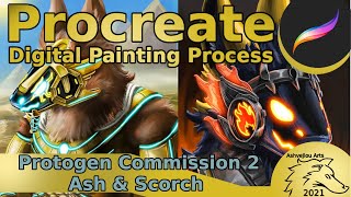 Protogen Commissions 2 Ashvejlou and Scorch Procreate time lapse tutorial