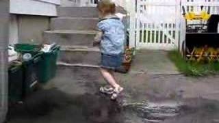 Emily climbs stairs with Baby - 18 months