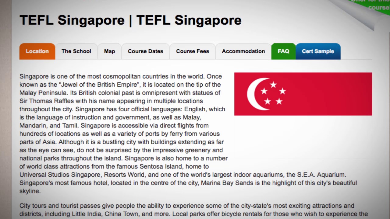 TEFL / TESOL Course in Singapore | Teach & Live abroad! - YouTube