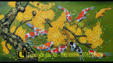 Tranh sơn dầu đắp nổi cửu ngư quần hội - Tranh treo tường đẹp năm 2021