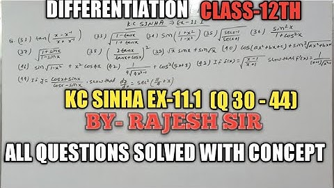 Differentiation Class-12 || kc sinha Ex-11.1 part-2 By rajesh jaiswal