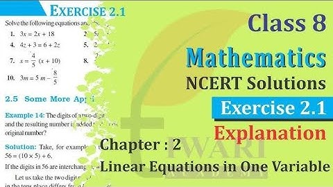 Class 8th maths I Exercise 2.1 I Chapter 2 I Linear Equations of one Variable I CBSE Board lEnglish