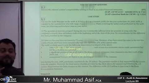 CAF 08 | AUDIT | LECTURE # 89 |BY SIR ASIF | SEPTEMBER 2024 ATTEMPT