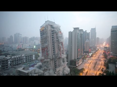 118-Meter-High Building Demolished in around 13 Seconds in NW China