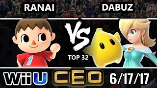 CEO 2017 Smash 4 - RNG | Dabuz (Rosalina) vs 2GG | Ranai (Villager) Wii U Top 32