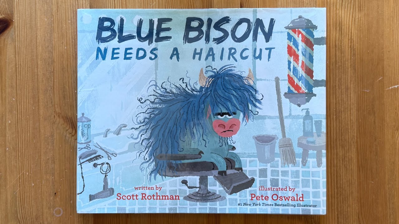 Ash reads Blue Bison Needs a Haircut by Scott Rothman Illustrated