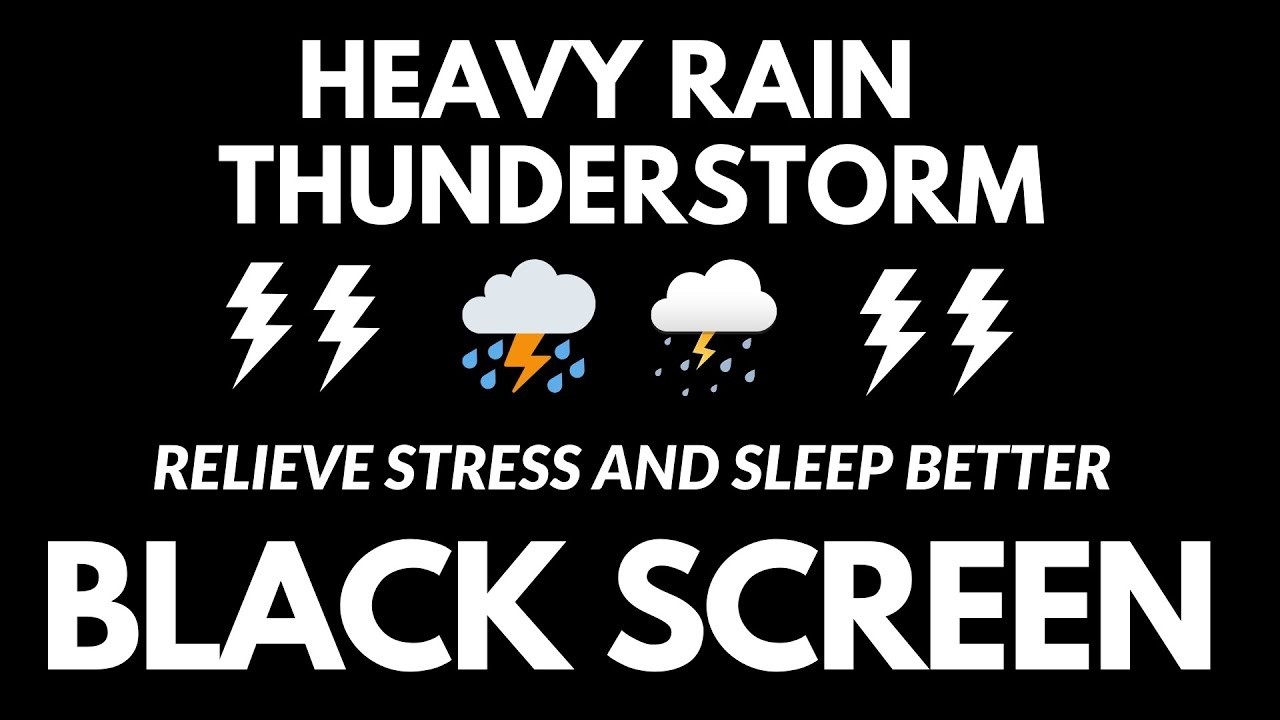 12 Hours of Non-Stop Heavy Rain & Thunder | High Quality Dark Atmosphere | Black Screen