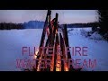 Campfire winter scenery  healing flute music  water stream 2 hours