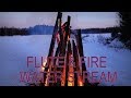 Campfire Winter Scenery Healing Flute Music Water Stream 2 Hours