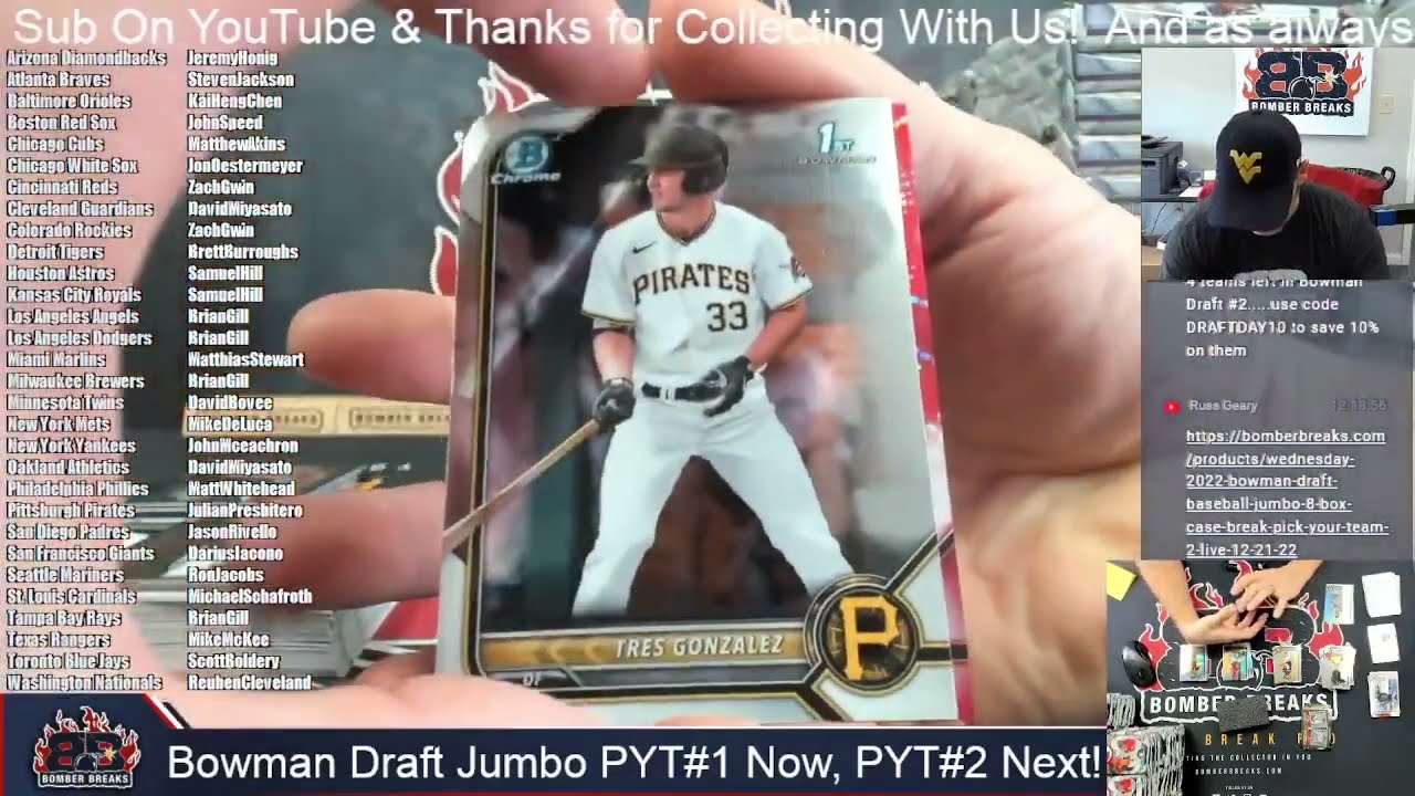 2022 Bowamn Draft Baseball Jumbo Pick Your Team #1 8 Box Case Break 12 ...