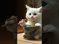 Slurp Time! Cute Cat Eats Soup Noodles 🍜🐱#youtubeshorts #shortsfeed #shortsviral #shorts #viral