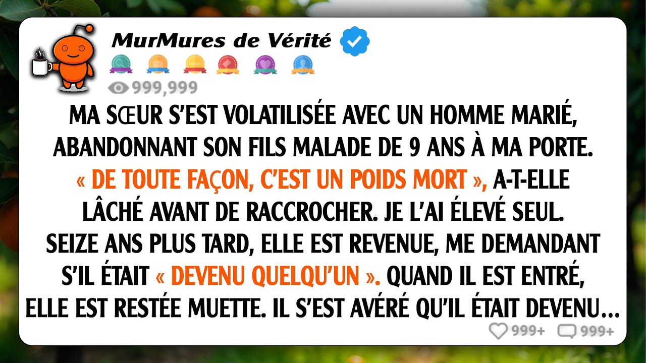 Ma soeur a déposé son enfant malade de 9 ans devant ma porte et a disparu