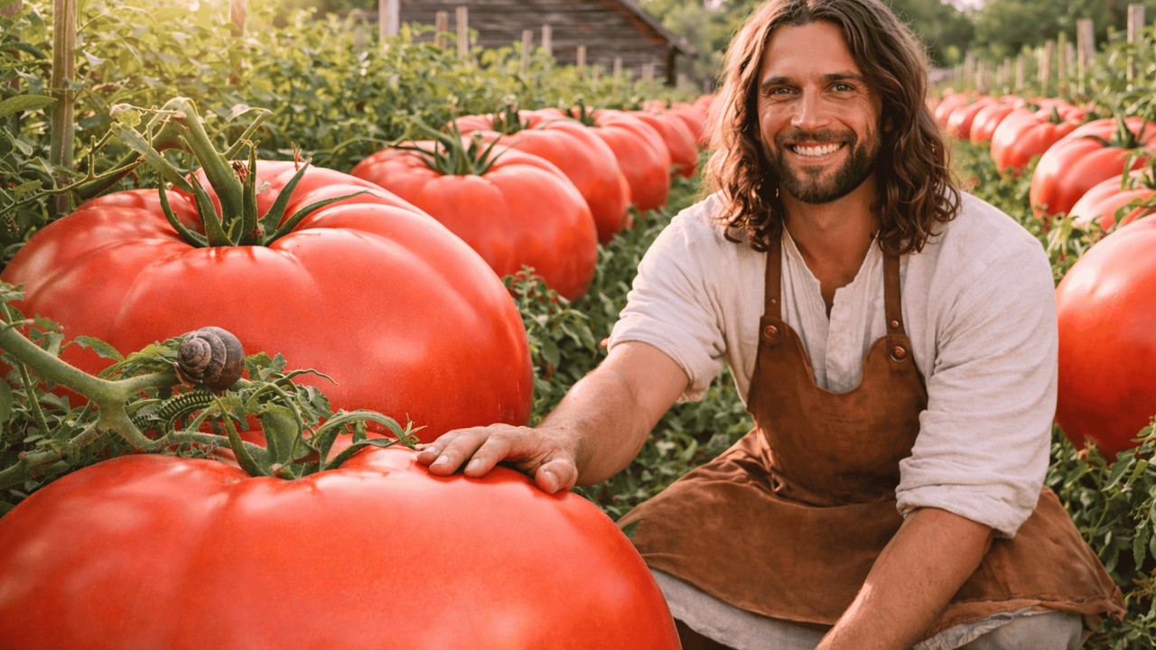 Jesus in the Garden: Planting and Caring for Tomatoes | AI Christian Tribute