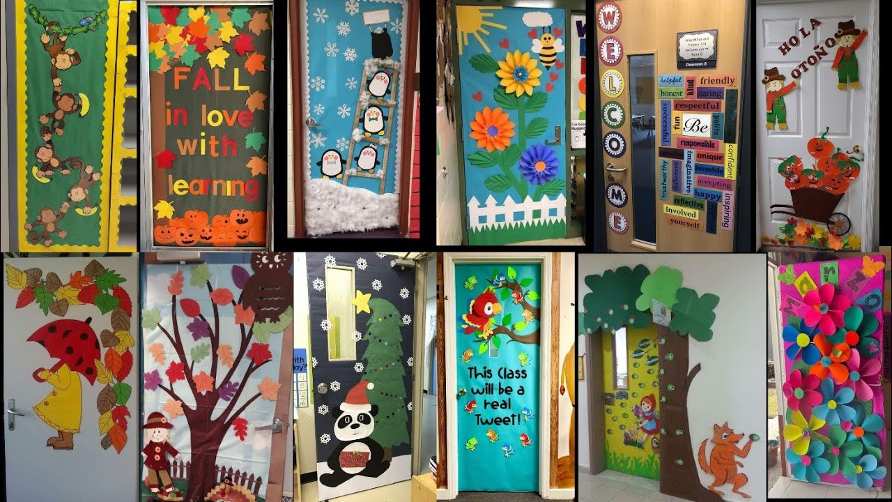 Door decoration ideas for class room, DIY door decoration YouTube