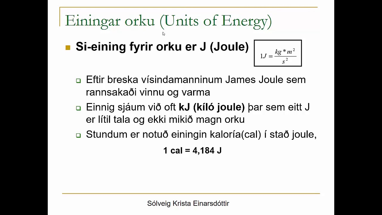 EFN 5.1 Einingar orku - YouTube