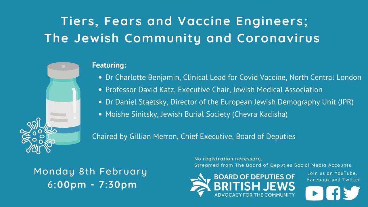 LIVE: Tiers, Fears and Vaccine Engineers: The Jewish Community and Coronavirus
