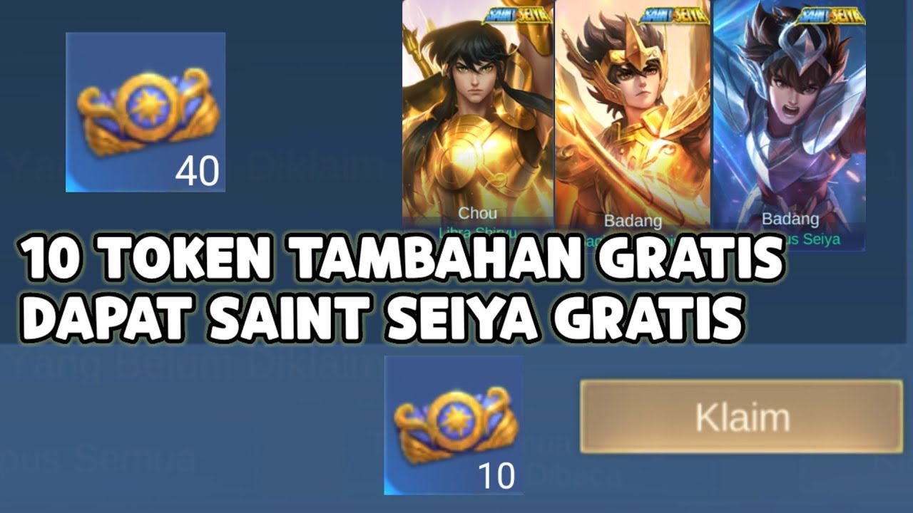 10 TOKEN TAMBAHAN SAINT SEIYA GRATIS ! DI JAMIN DAPAT SKIN SEIYA GRATIS & CARA CEPAT DAPAT SEIYA