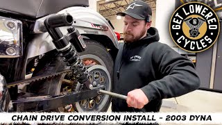 Chain Drive Conversion Install on the 2003 Dyna
