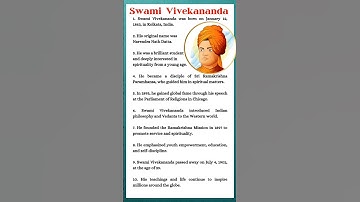 Biography of Swami Vivekananda in 10 Lines | Swami Vivekananda: A Brief Biography in 10 Points