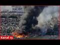 A massive fire burns in a residential area of Manila