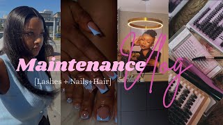 Maintenance Vlog | 23rd Birthday prep 🎈[Lashes + Nails +Hair]