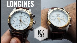 LONGINES L79965 - Swiss Made automatic chronograph with 18 K gold bezel - 90&#39; watch