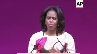 First lady talks to students about missing plane, freedom of expression
