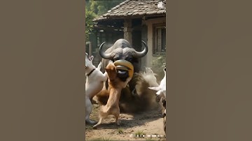Buffalo Vs Lion fighting #Python #snakevideo #youtubshurt #varalvideo #animals