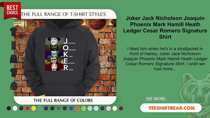 Joker Jack Nicholson Joaquin Phoenix Mark Hamill Heath Ledger Cesar Romero Signature Shirt