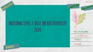 Free Online quiz 2020 on Bio Diversity-Free E quiz to get free E certificate-Free Equiz with answers