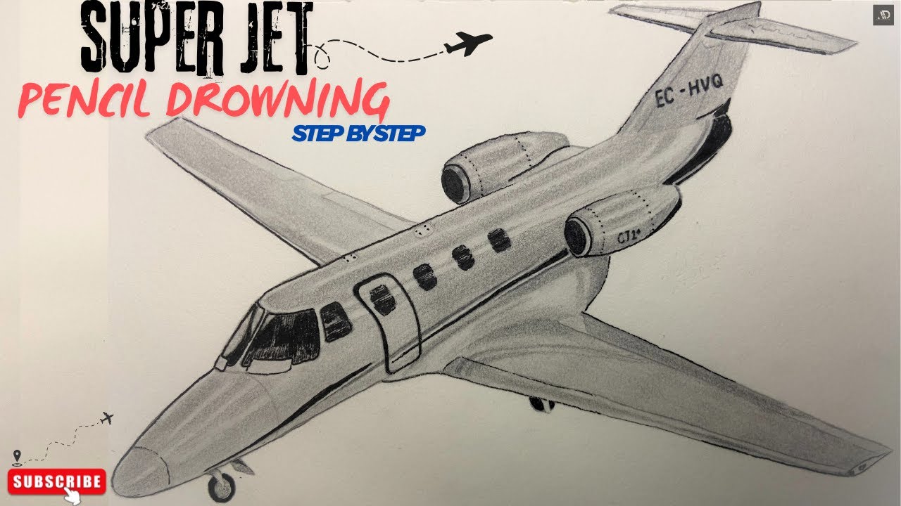 ✈️ Embraer Plane Pencil Drawing ✏️ | Realistic Aircraft Art | Step-by-Step Sketch