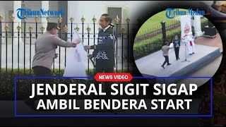Kapolri Sigap Ambil Bendera Start dari Tangan Presiden Jokowi