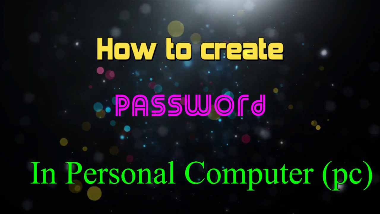 How To Set Password in Personal Computer/Laptop YouTube