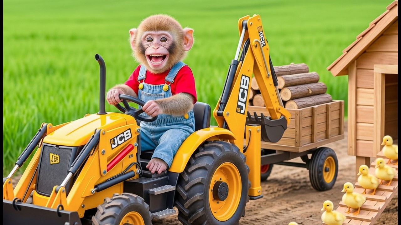 Monkey Nana Uses JCB to Rescue a Puppy from a Deep Pit… The Ending Will Shock You! 😱🐶🚜