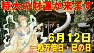 一粒万倍日・巳の日の今日中に見て下さい。特大の財運が来ます！宝くじ・ロト・BIG高額当選・臨時収入　願いが叶う弁財天様のご加護【6月12日(金)・金運上昇祈願】
