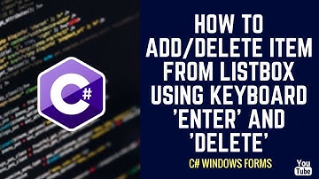 How To Add/Delete Item From listbox Using Keyboard 
