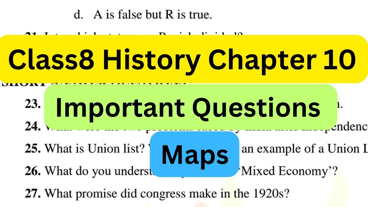 Class8 history chapter 10 important questions mapping mcq assertion